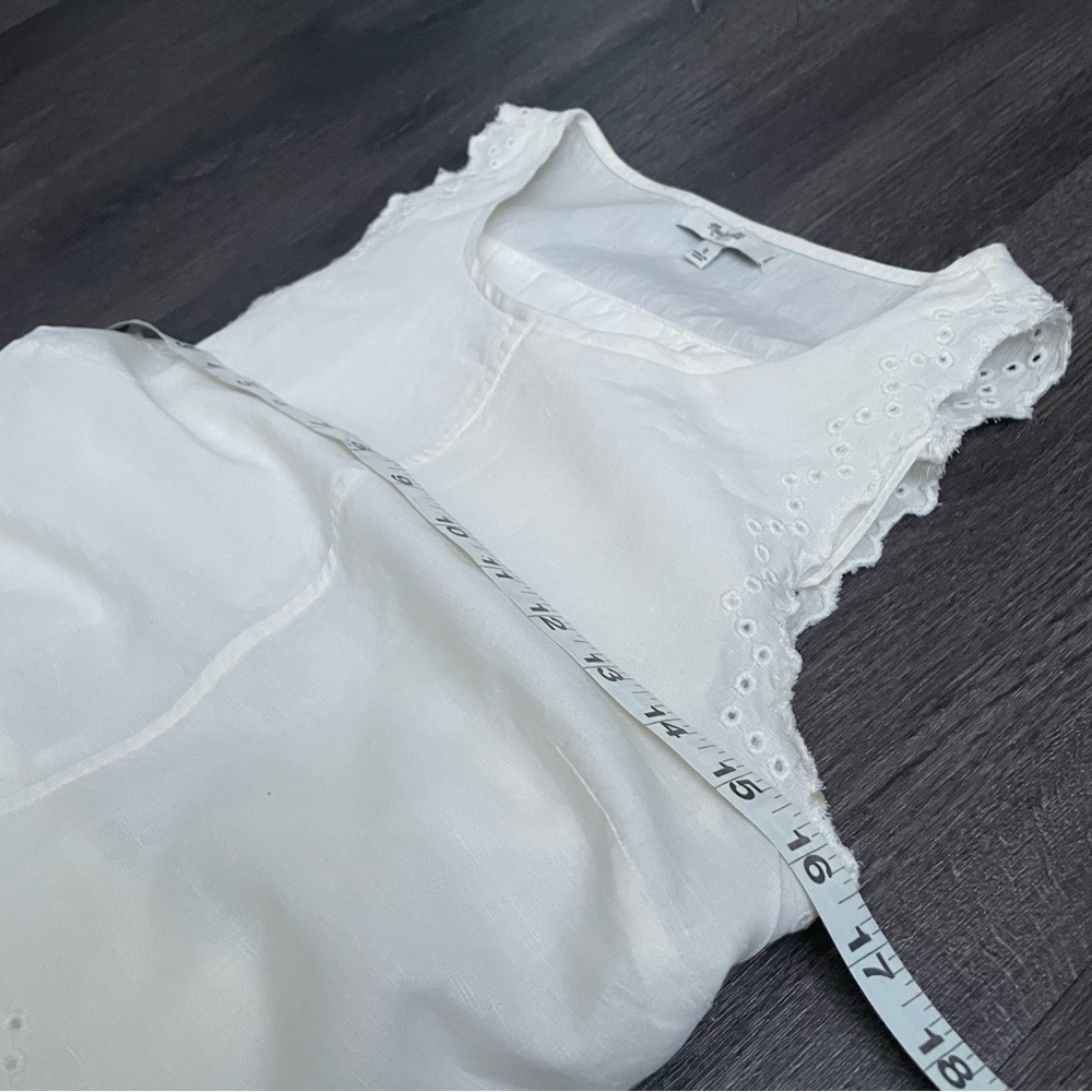 Madewell Ivory Cream Eyelet Sleeveless Mini Open Back Overlay Dress.(2) - Picture 6 of 11